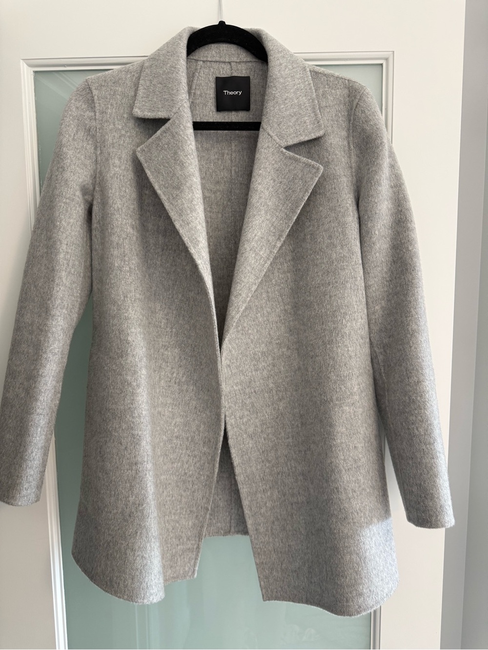 Theory Light Gray Open-Front Wool-Blend Blazer